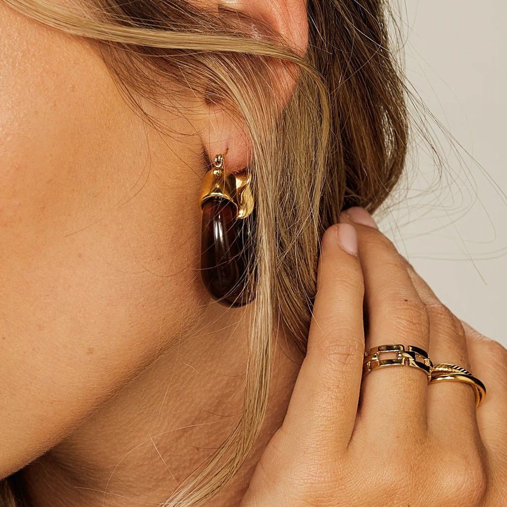 AMBER HOOP EARRINGS