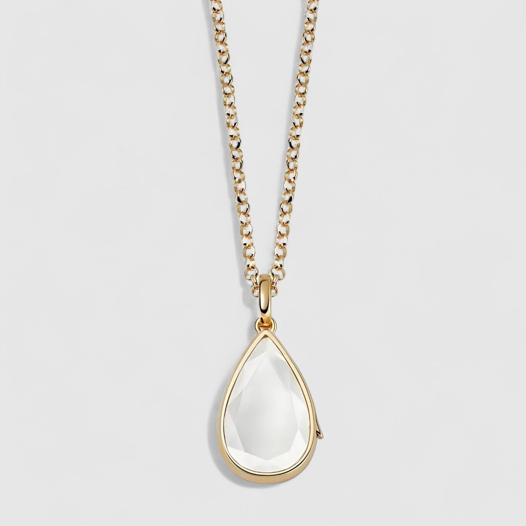 OCEAN HEART TEARDROP LOCKET NECKLACE