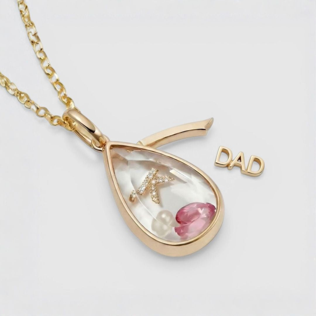 OCEAN HEART TEARDROP LOCKET NECKLACE