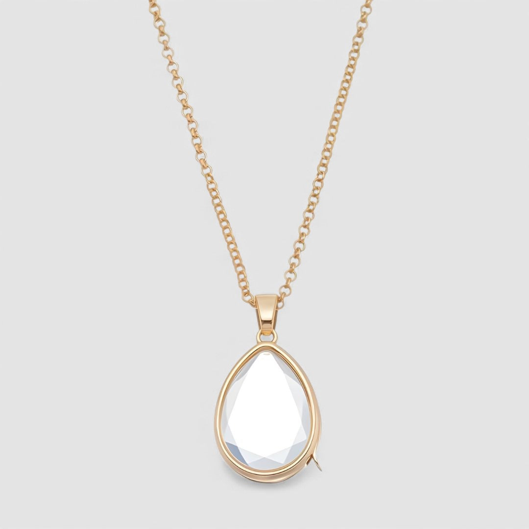 OCEAN HEART TEARDROP LOCKET NECKLACE