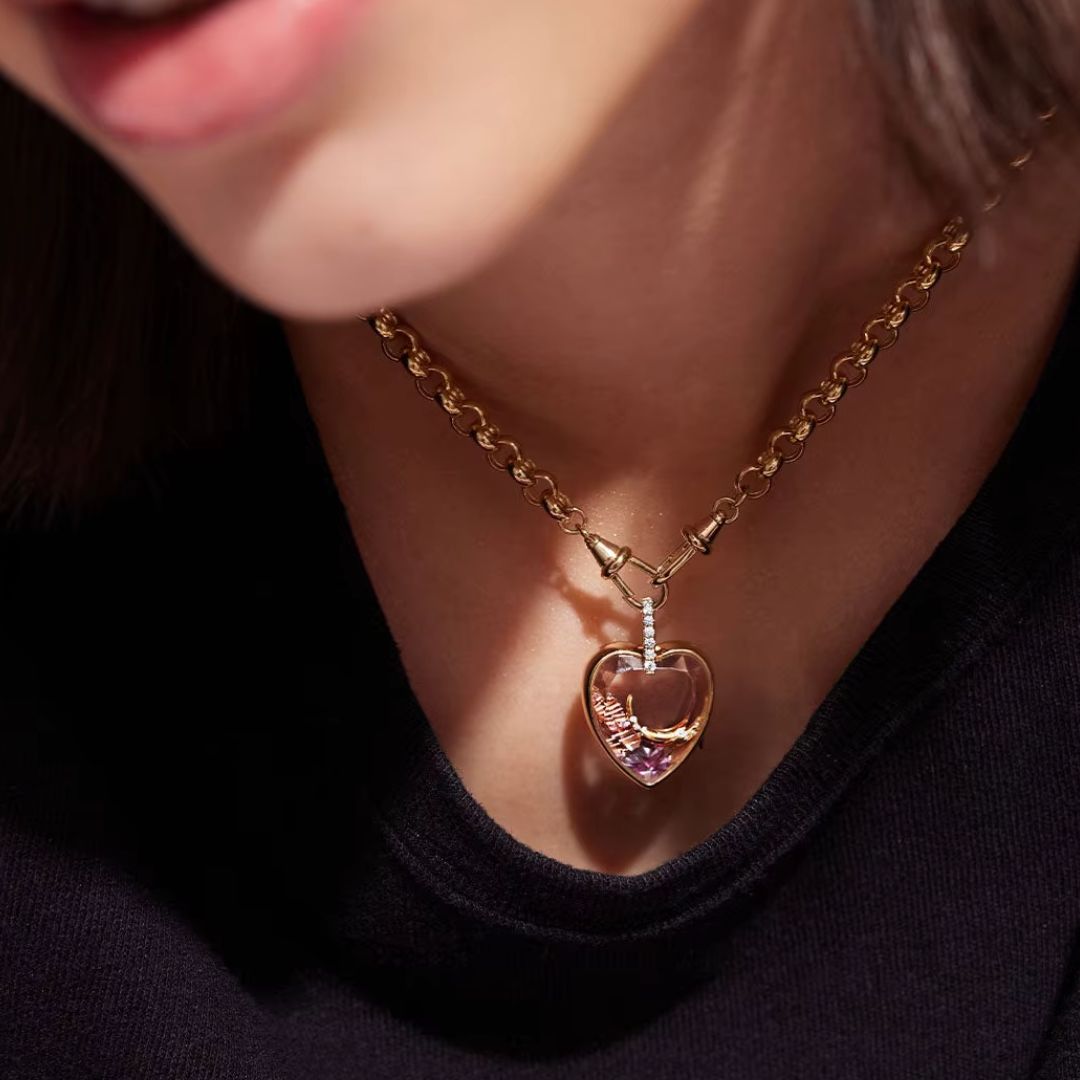 HEART CRYSTAL LOCKET NECKLACE