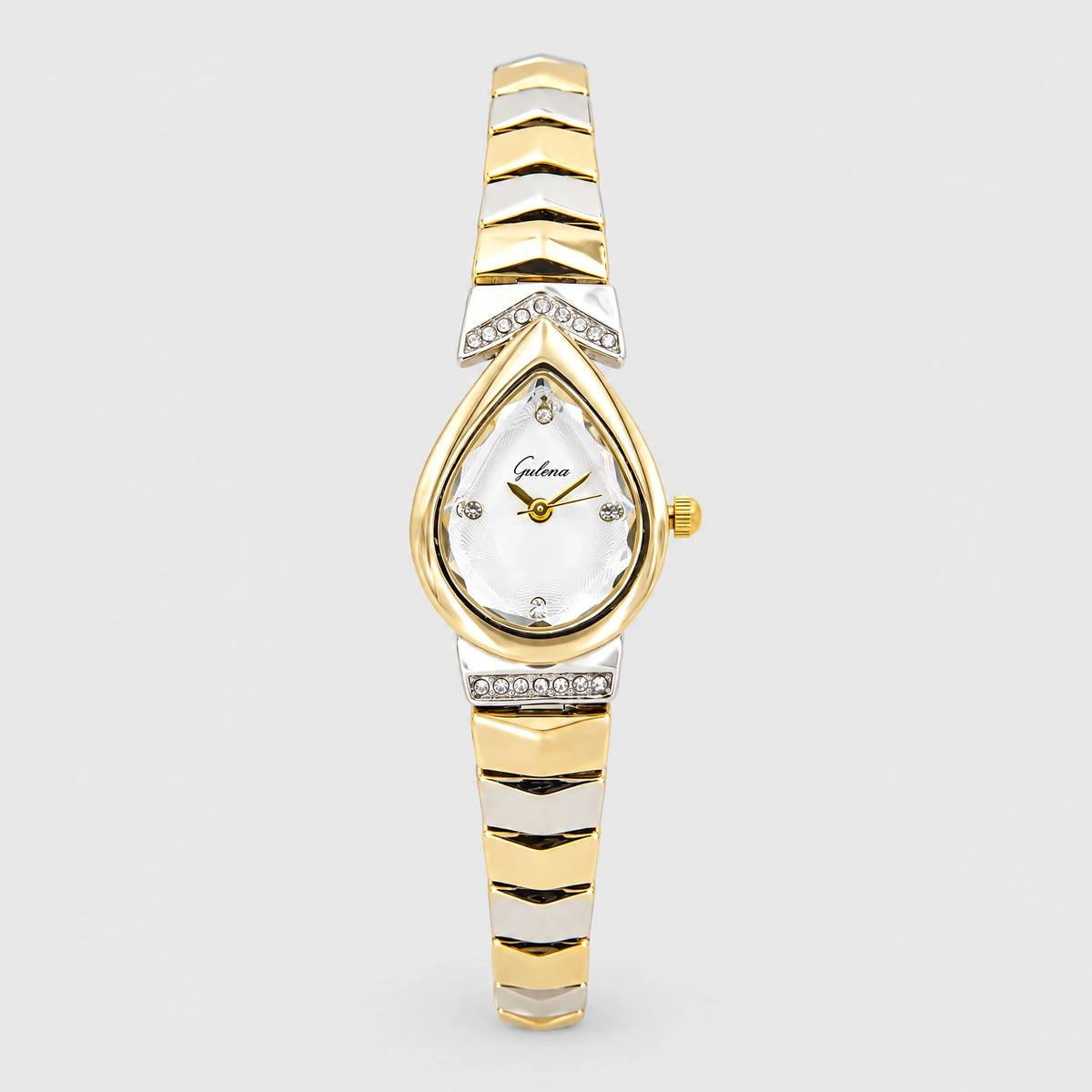 ISLA Teardrop Bracelet Watch in two-tone gold and silver with a faceted teardrop dial
