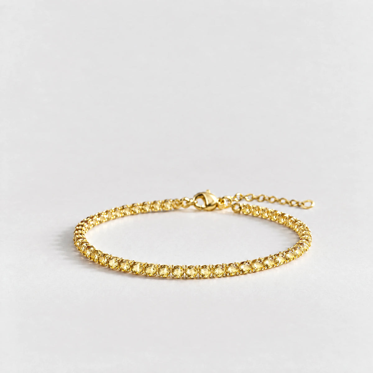 MAYA Birthstone Tennis Bracelet in gold plating with champagne-yellow crystals for November
