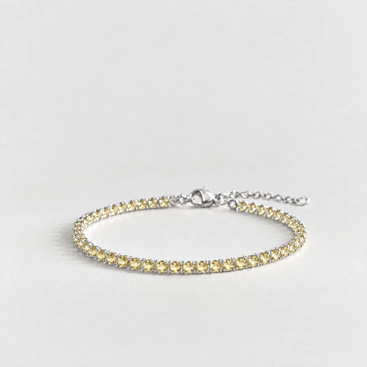MAYA Birthstone Tennis Bracelet in silver plating with champagne-yellow crystals for November