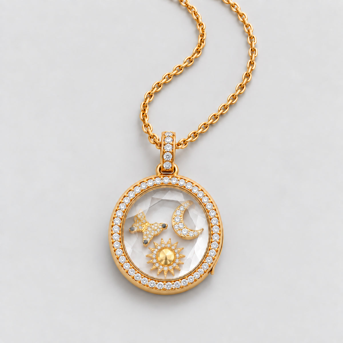 CELESTE HALO LOCKET NECKLACE