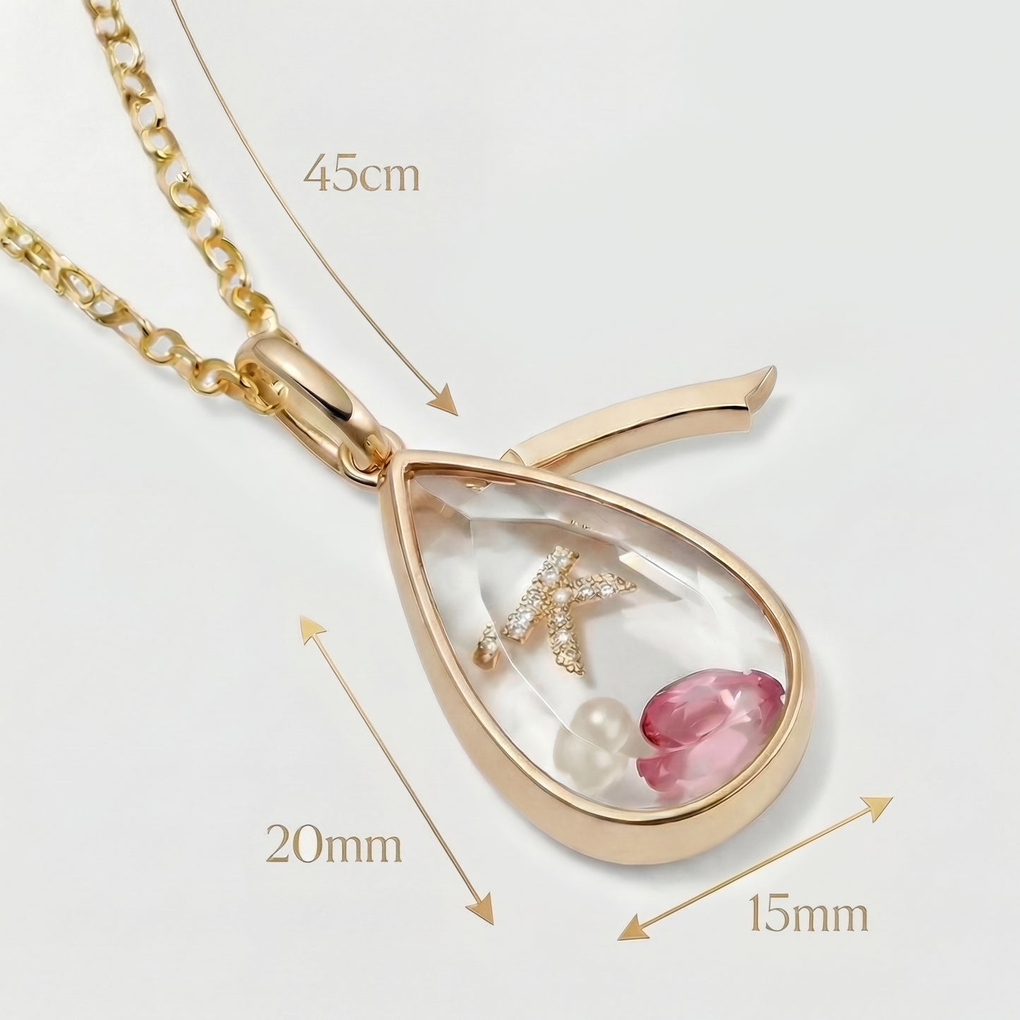 OCEAN HEART TEARDROP LOCKET NECKLACE