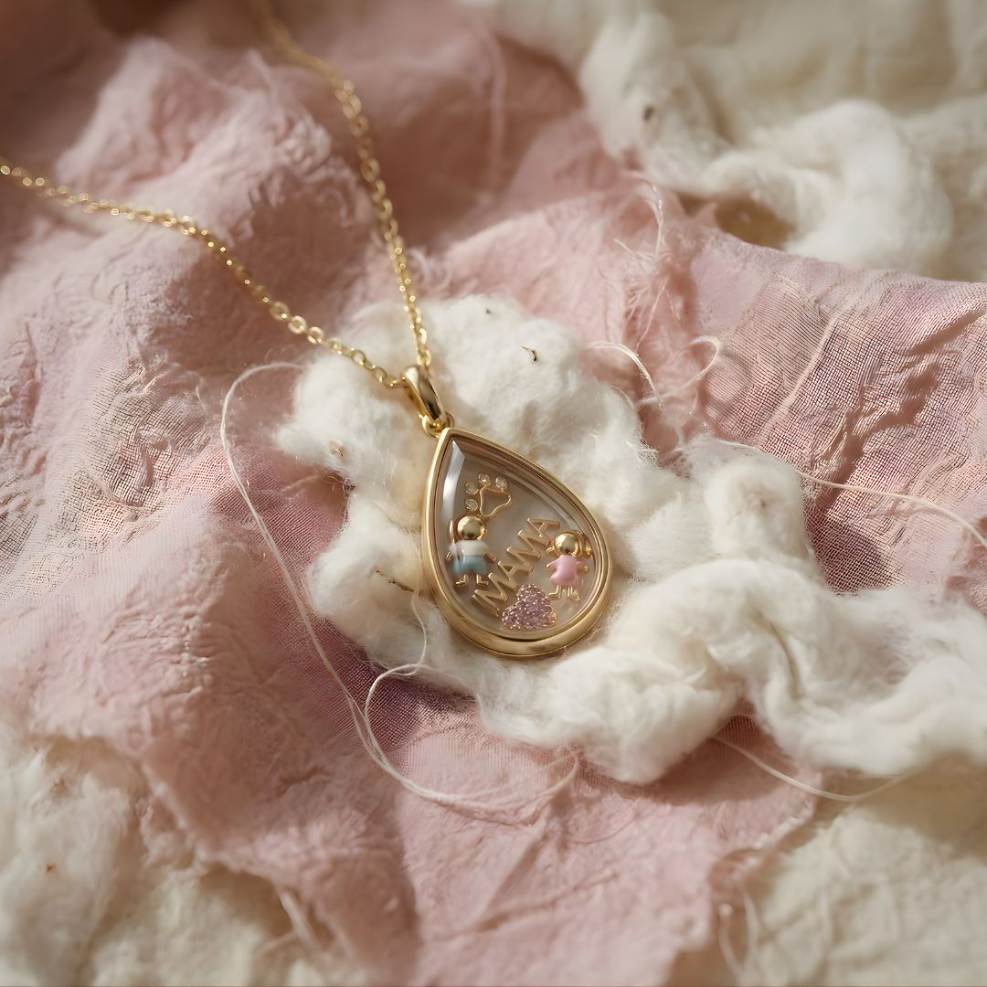 OCEAN HEART TEARDROP LOCKET NECKLACE