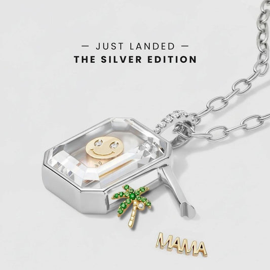 SILVER OCTA CRYSTAL LOCKET NECKLACE